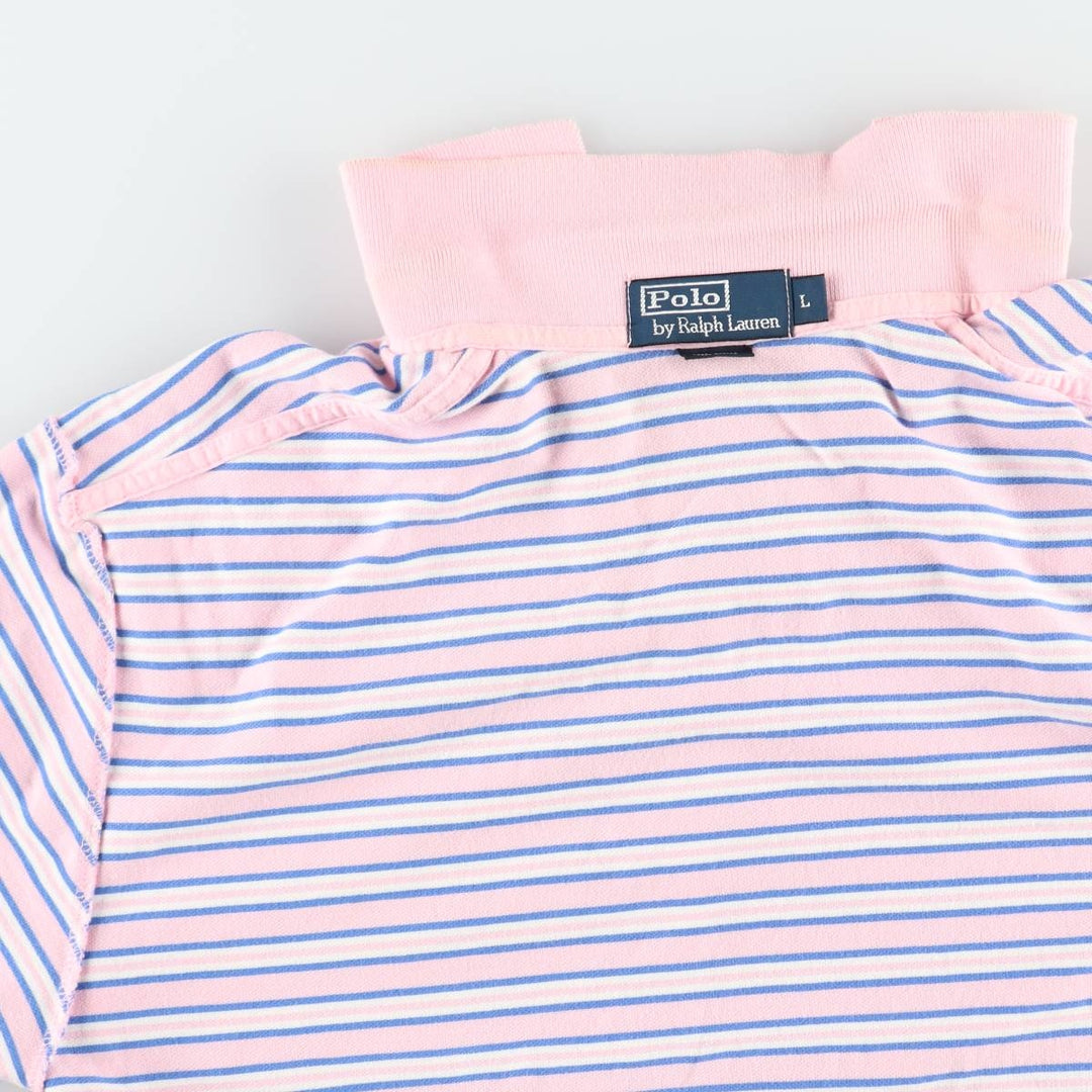 Ralph Lauren POLO by Ralph Lauren short sleeve striped polo shirt, men's size L cotton pink type Vintage Second Hand