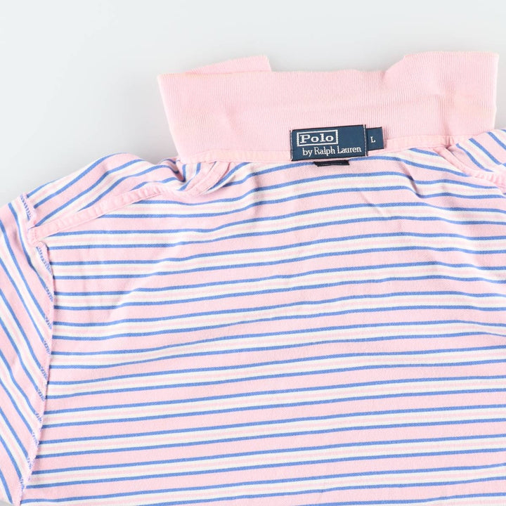 Ralph Lauren POLO by Ralph Lauren short sleeve striped polo shirt, men's size L cotton pink type Vintage Second Hand