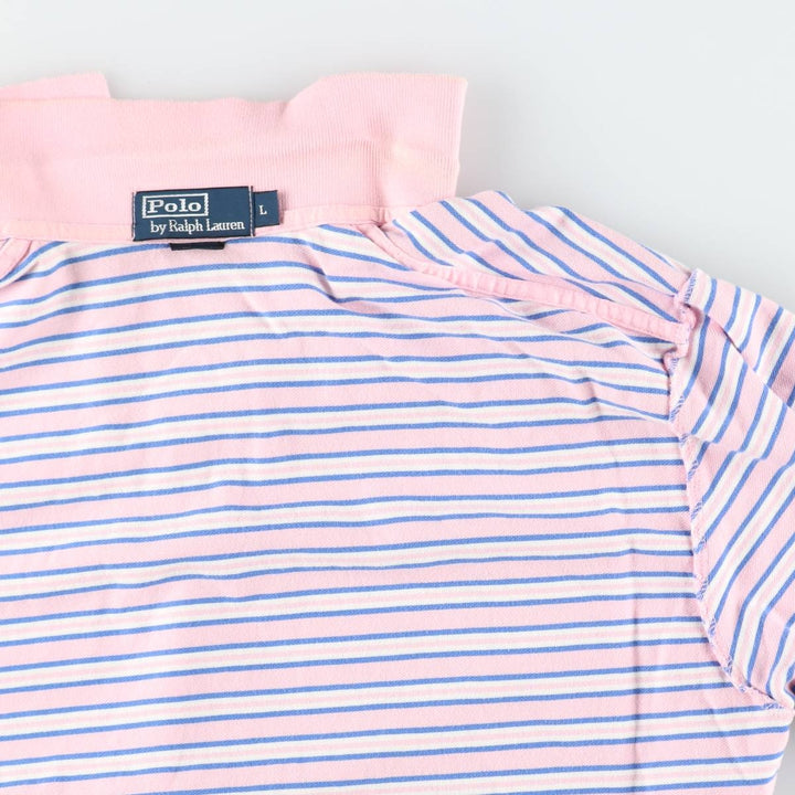 Ralph Lauren POLO by Ralph Lauren short sleeve striped polo shirt, men's size L cotton pink type Vintage Second Hand