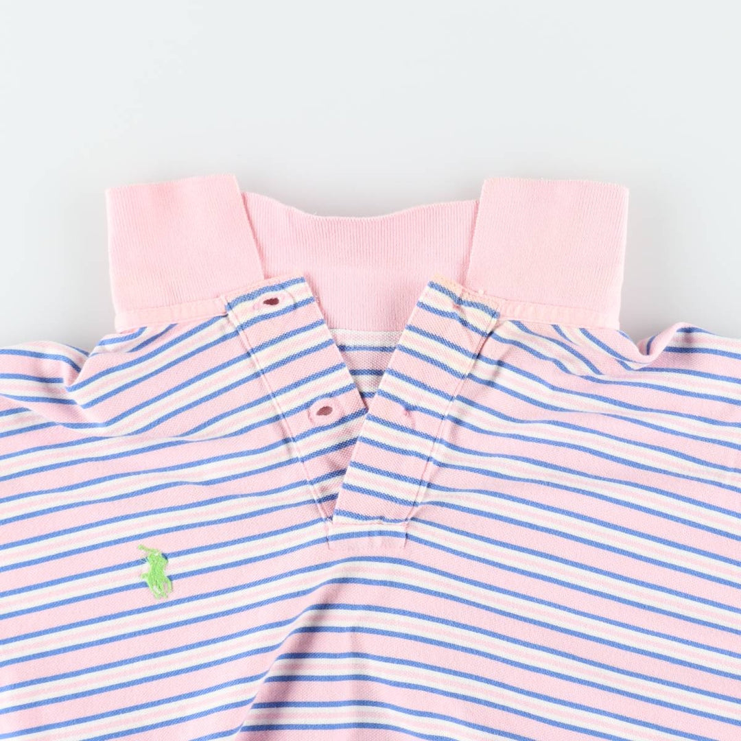 Ralph Lauren POLO by Ralph Lauren short sleeve striped polo shirt, men's size L cotton pink type Vintage Second Hand