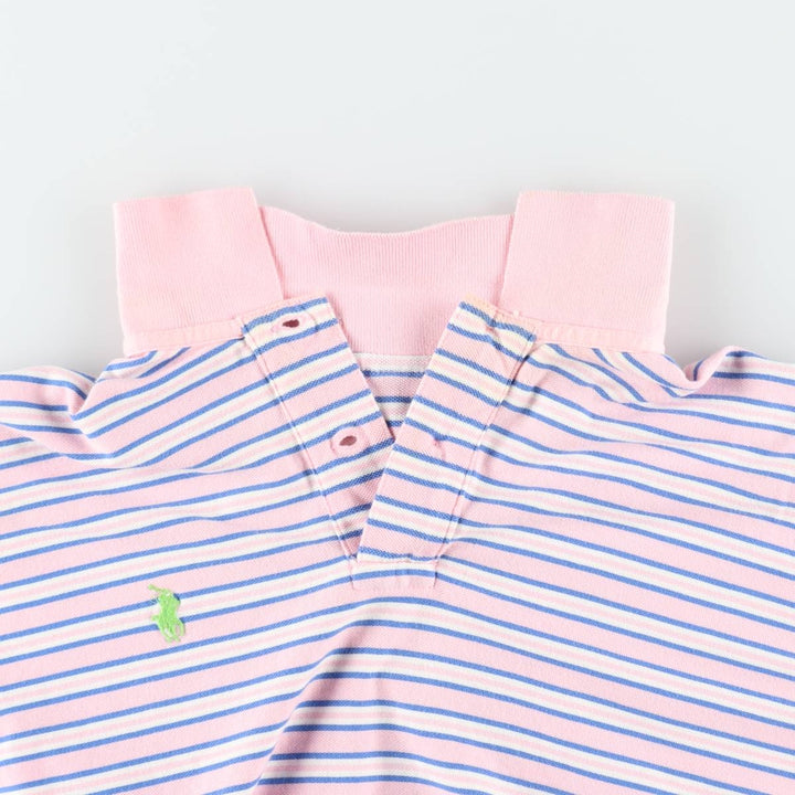 Ralph Lauren POLO by Ralph Lauren short sleeve striped polo shirt, men's size L cotton pink type Vintage Second Hand