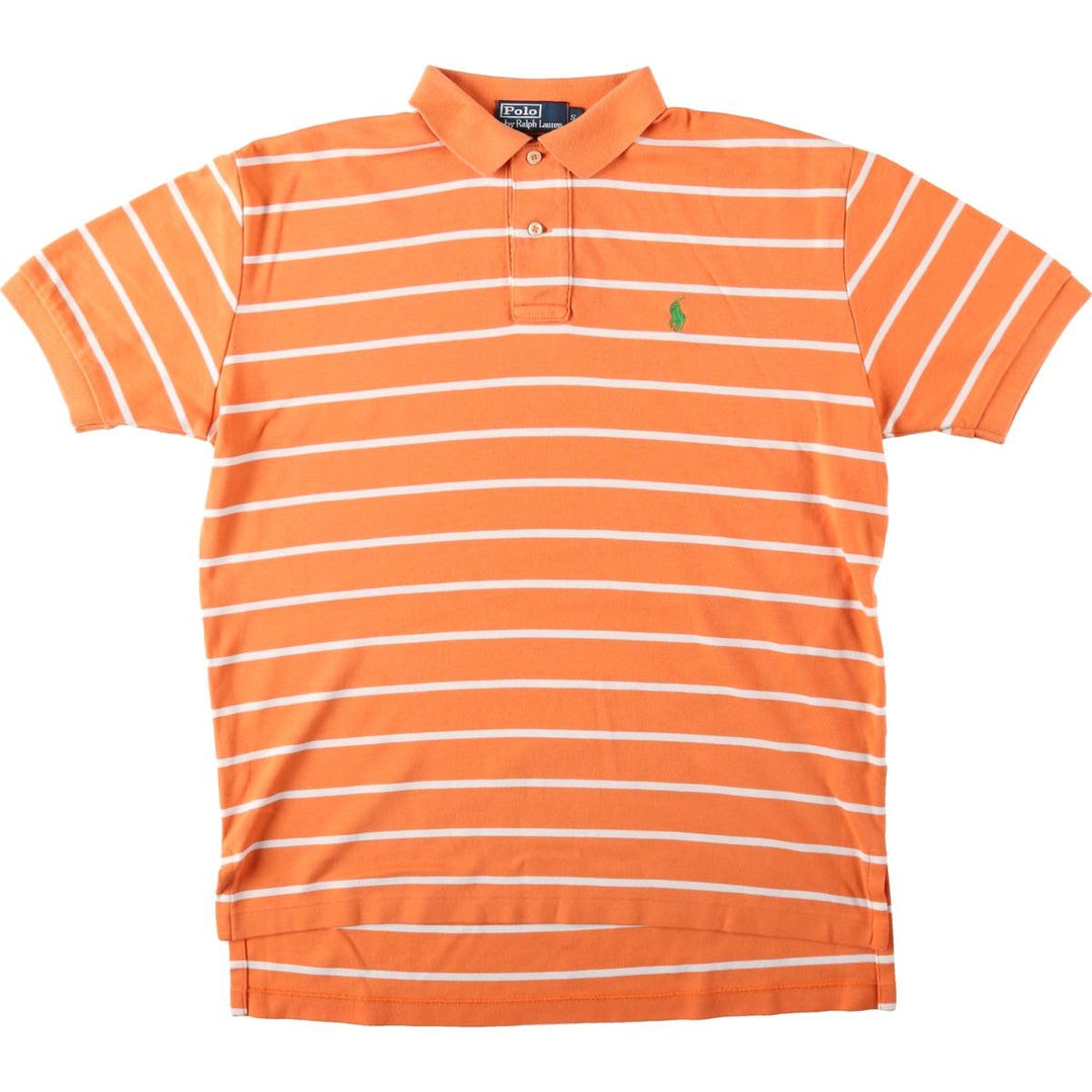 Ralph Lauren POLO by Ralph Lauren short sleeve striped polo shirt, size S for men cotton orange type Vintage Second Hand