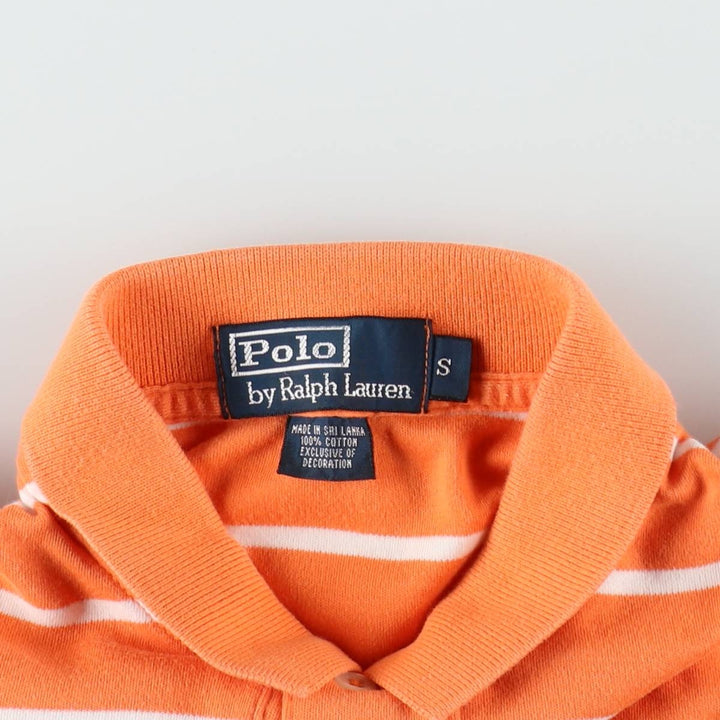 Ralph Lauren POLO by Ralph Lauren short sleeve striped polo shirt, size S for men cotton orange type Vintage Second Hand