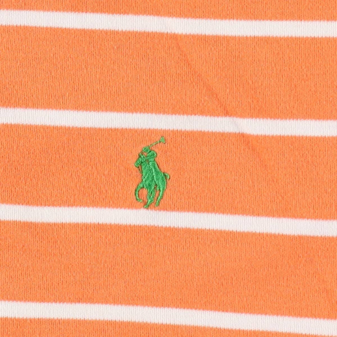 Ralph Lauren POLO by Ralph Lauren short sleeve striped polo shirt, size S for men cotton orange type Vintage Second Hand