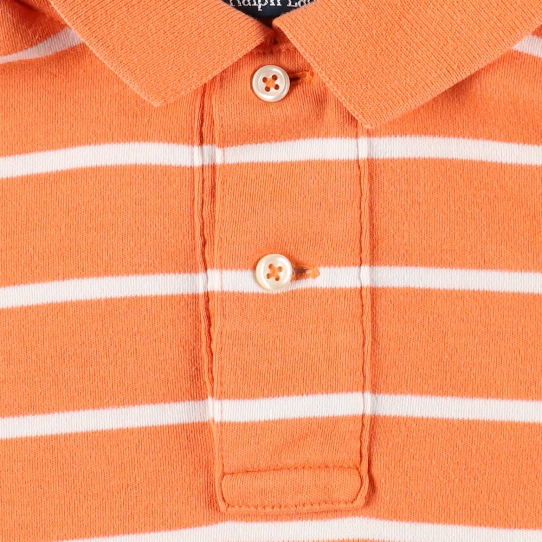 Ralph Lauren POLO by Ralph Lauren short sleeve striped polo shirt, size S for men cotton orange type Vintage Second Hand