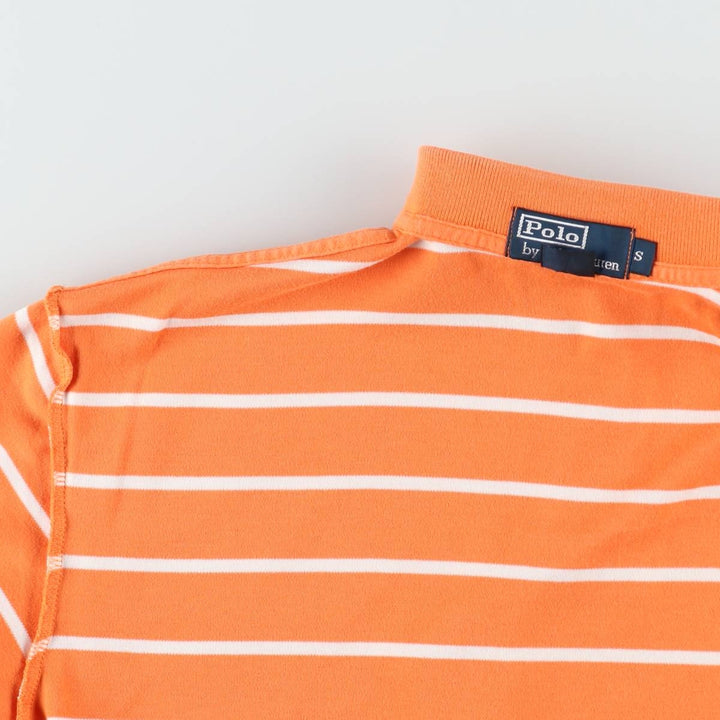Ralph Lauren POLO by Ralph Lauren short sleeve striped polo shirt, size S for men cotton orange type Vintage Second Hand