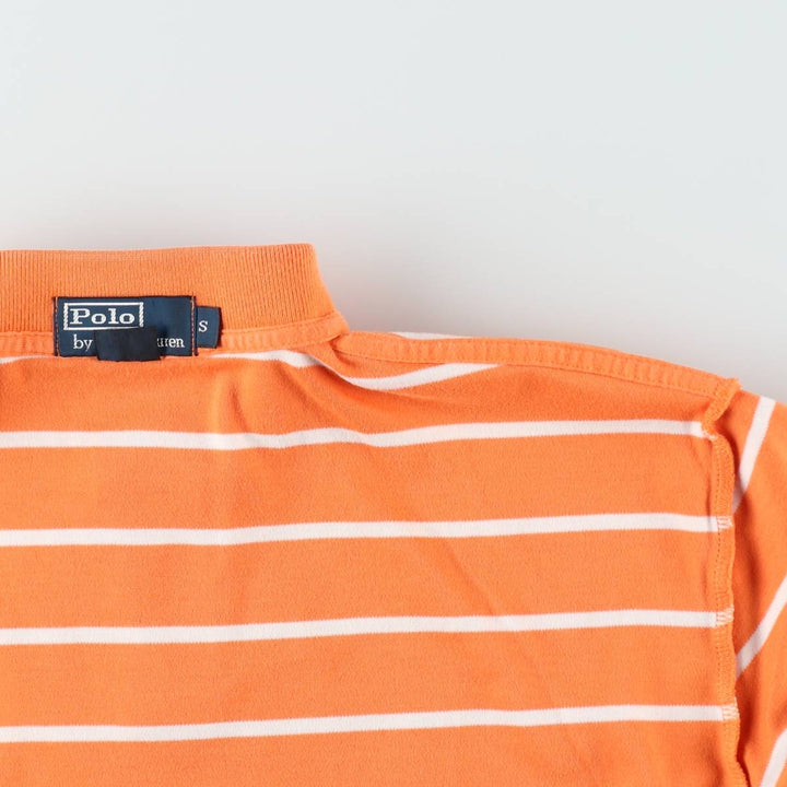 Ralph Lauren POLO by Ralph Lauren short sleeve striped polo shirt, size S for men cotton orange type Vintage Second Hand