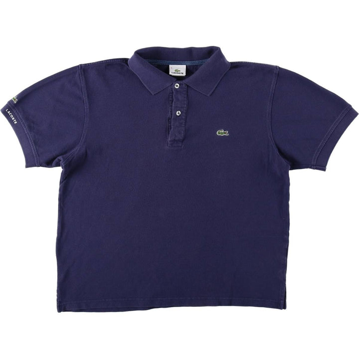 Lacoste LACOSTE French design short sleeve polo shirt men's XL size cotton navy blue type Vintage Second Hand