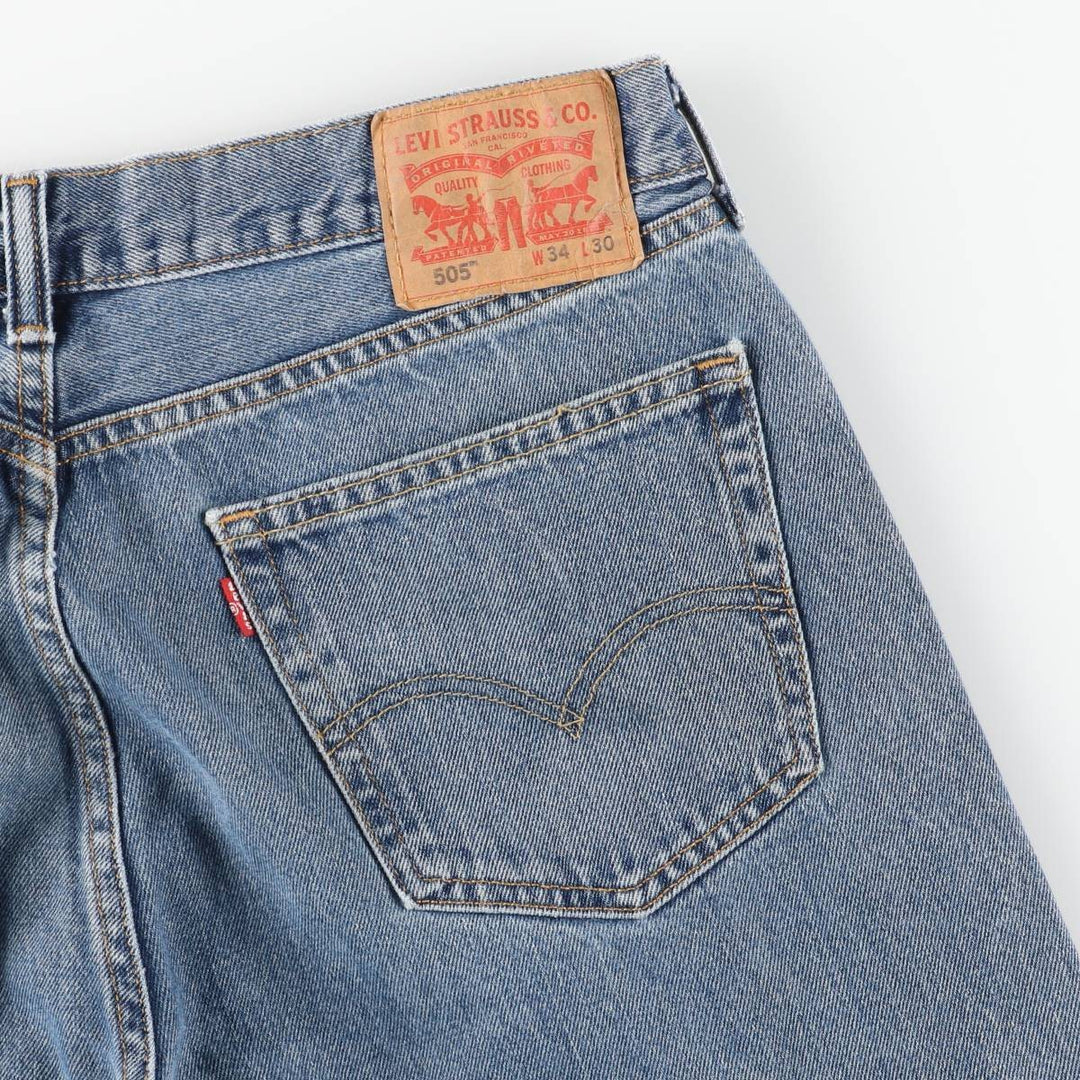 Levi's 505 tapered denim pants for men, size W34 cotton blue type Vintage Second Hand