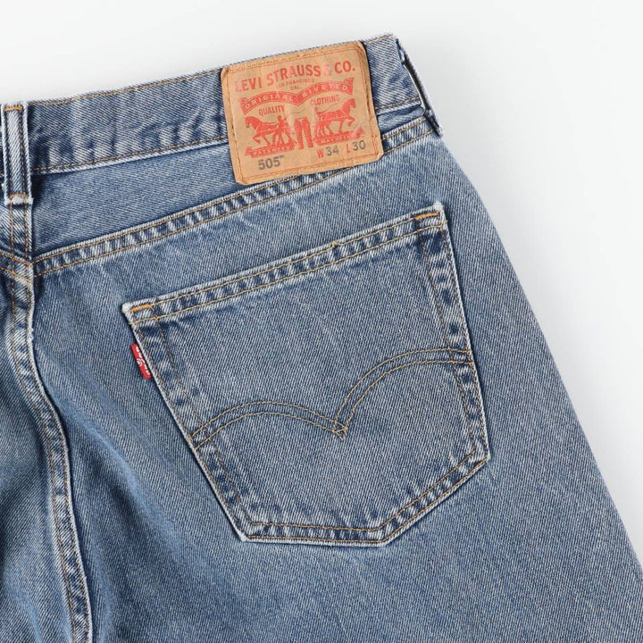 Levi's 505 tapered denim pants for men, size W34 cotton blue type Vintage Second Hand