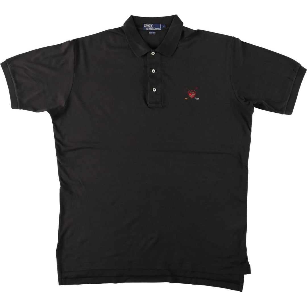 Ralph Lauren POLO by Ralph Lauren short sleeve polo shirt, men's size L cotton black type Vintage Second Hand
