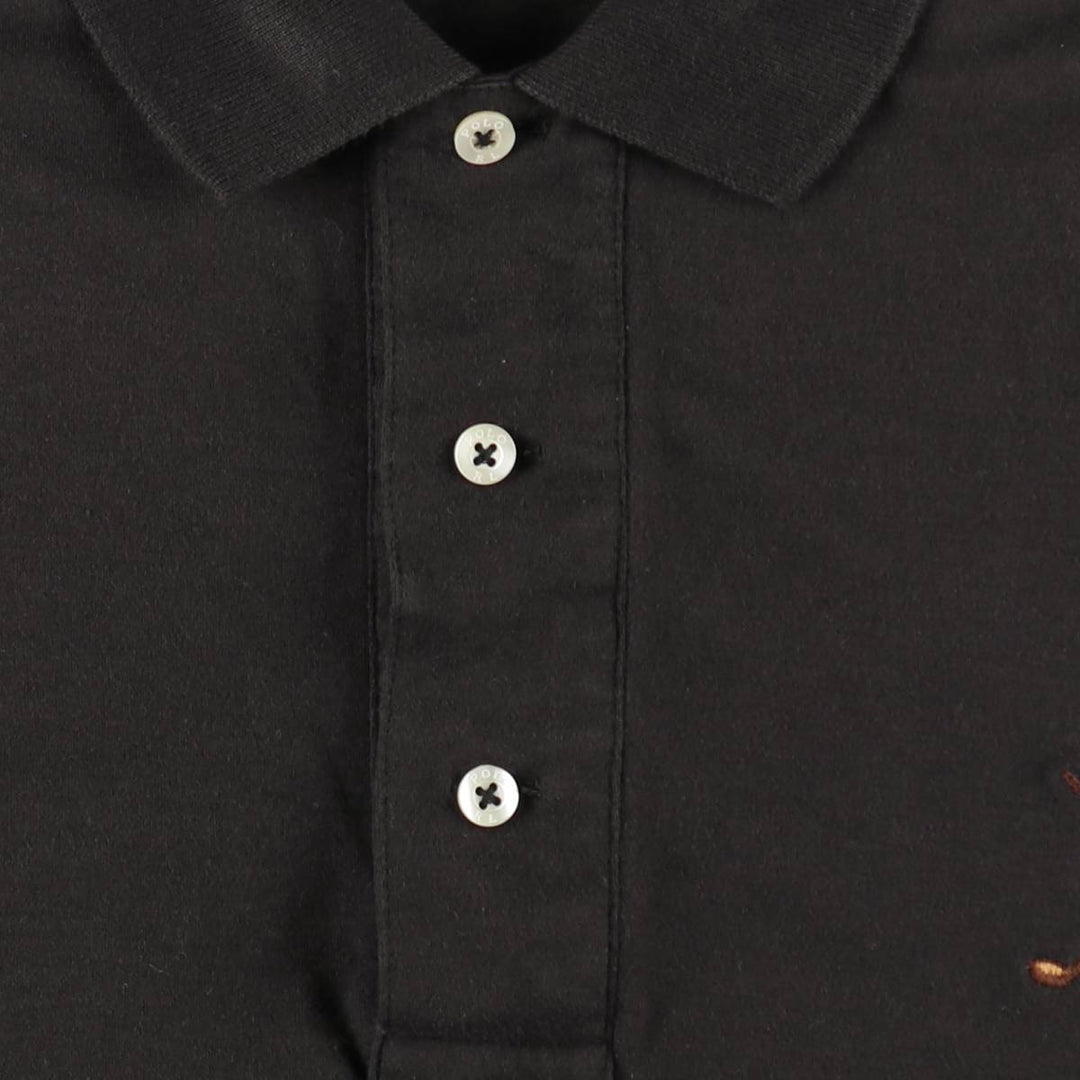 Ralph Lauren POLO by Ralph Lauren short sleeve polo shirt, men's size L cotton black type Vintage Second Hand