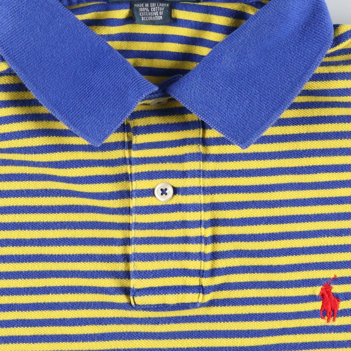 Ralph Lauren POLO by Ralph Lauren short sleeve striped polo shirt, men's size M cotton blue type Vintage Second Hand