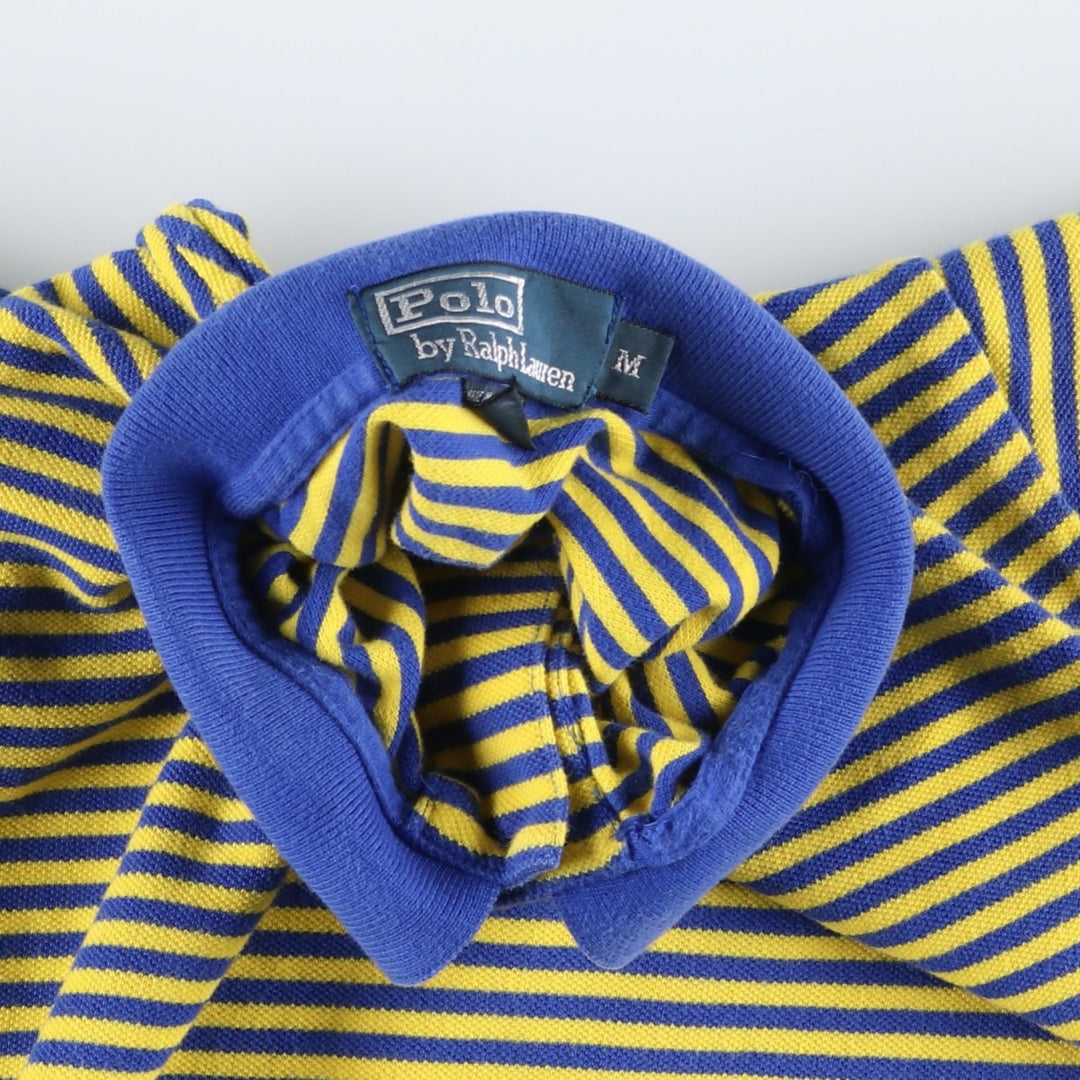 Ralph Lauren POLO by Ralph Lauren short sleeve striped polo shirt, men's size M cotton blue type Vintage Second Hand