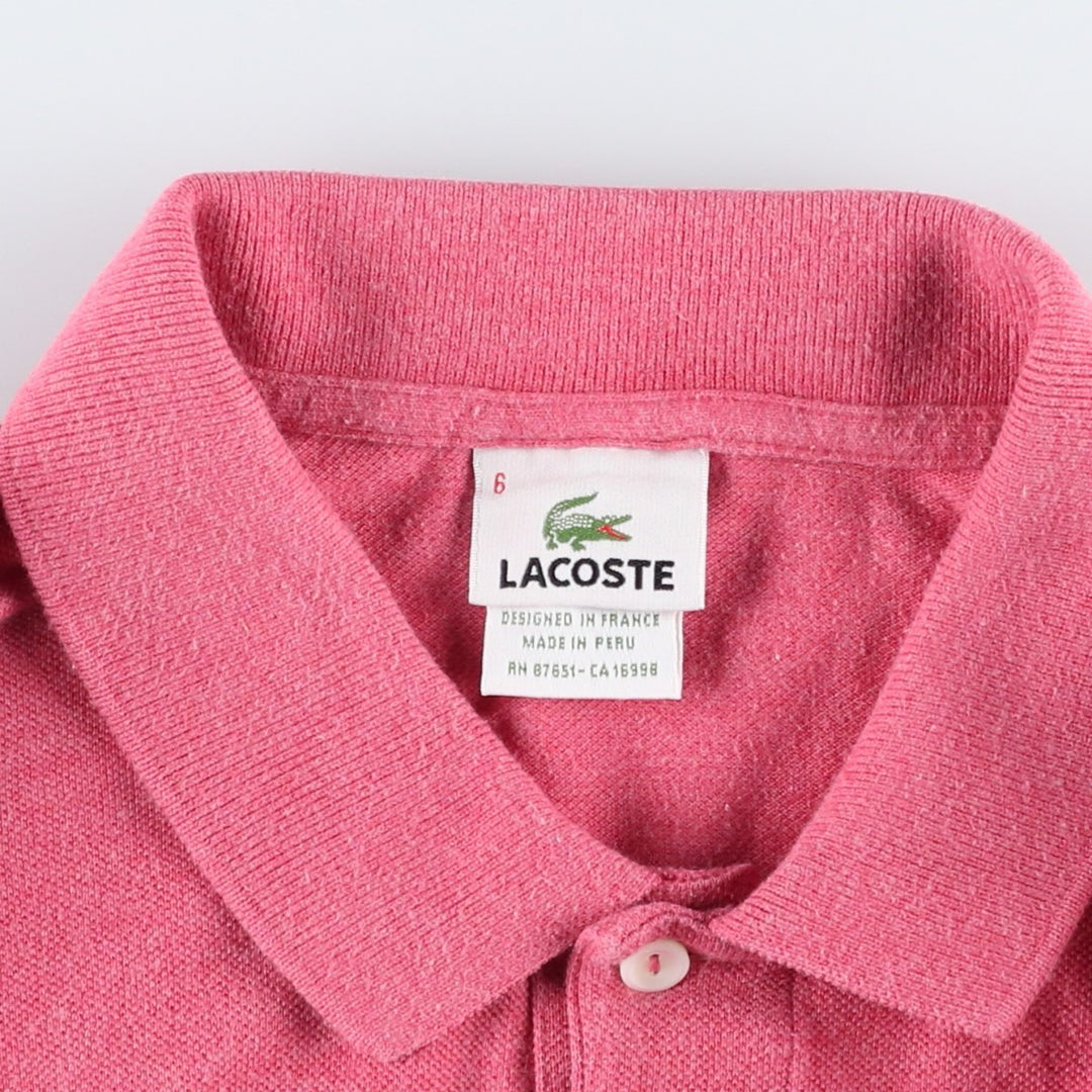 Lacoste LACOSTE French design short sleeve polo shirt size 6 men's XL equivalent cotton pink type Vintage Second Hand