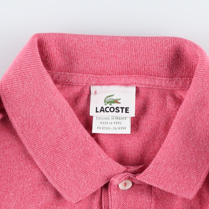 Lacoste LACOSTE French design short sleeve polo shirt size 6 men's XL equivalent cotton pink type Vintage Second Hand