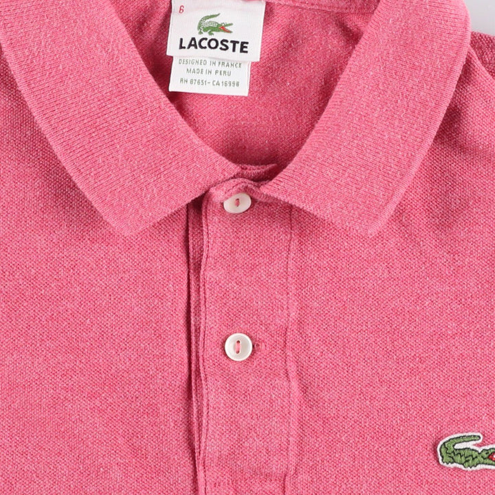 Lacoste LACOSTE French design short sleeve polo shirt size 6 men's XL equivalent cotton pink type Vintage Second Hand