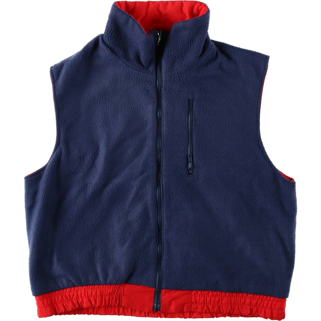 1980'S Columbia Navy Tag Fleece x Nylon Vest, Men's Size XL (Equivalent), Vintage Nylon red type Vintage Second Hand