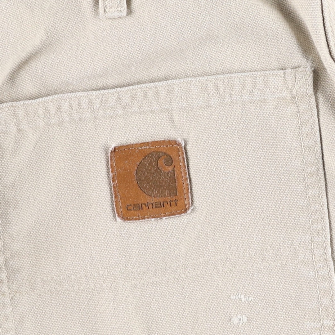 1990'S Carhartt Duck Canvas Shorts, Made in USA, Men's Size W32 (approx.), Vintage cotton ivory Vintage Second Hand