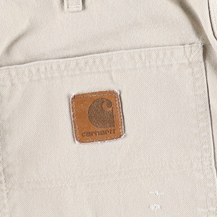 1990'S Carhartt Duck Canvas Shorts, Made in USA, Men's Size W32 (approx.), Vintage cotton ivory Vintage Second Hand