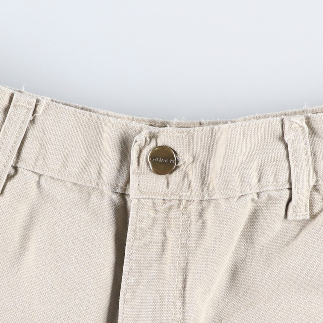 1990'S Carhartt Duck Canvas Shorts, Made in USA, Men's Size W32 (approx.), Vintage cotton ivory Vintage Second Hand