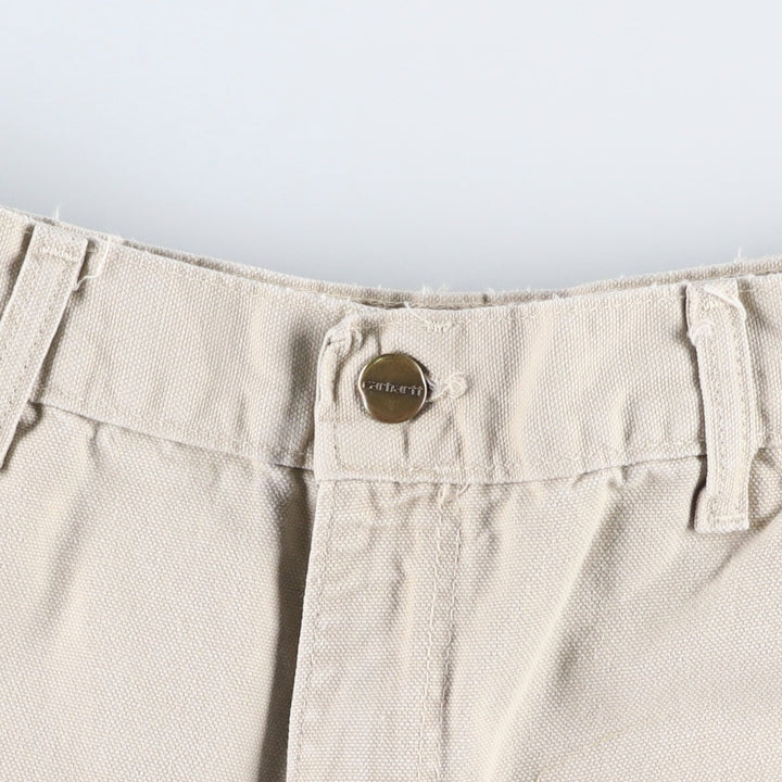 1990'S Carhartt Duck Canvas Shorts, Made in USA, Men's Size W32 (approx.), Vintage cotton ivory Vintage Second Hand