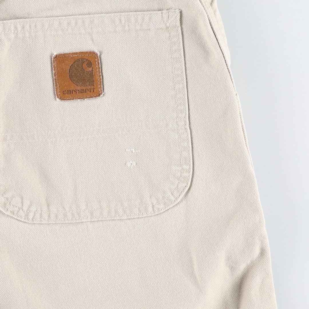1990'S Carhartt Duck Canvas Shorts, Made in USA, Men's Size W32 (approx.), Vintage cotton ivory Vintage Second Hand