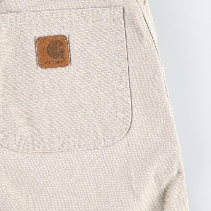 1990'S Carhartt Duck Canvas Shorts, Made in USA, Men's Size W32 (approx.), Vintage cotton ivory Vintage Second Hand