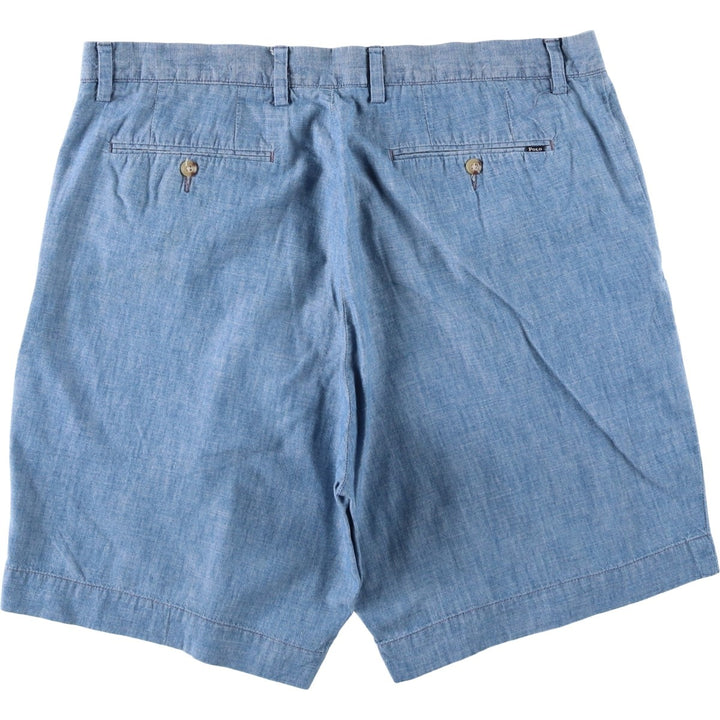 Ralph Lauren POLO RALPH LAUREN Chambray Cotton Shorts, Men's Size W37 (approx.) cotton blue type Vintage Second Hand
