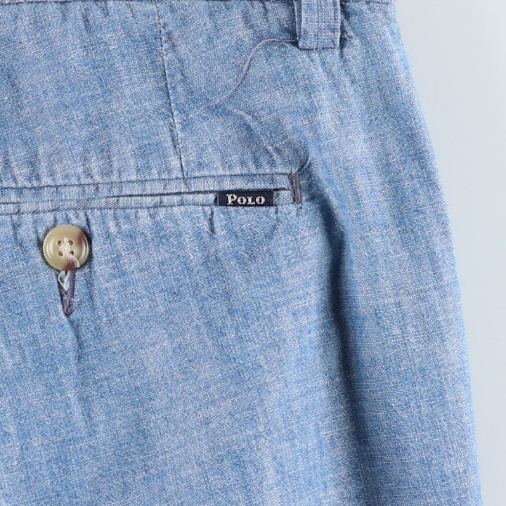 Ralph Lauren POLO RALPH LAUREN Chambray Cotton Shorts, Men's Size W37 (approx.) cotton blue type Vintage Second Hand