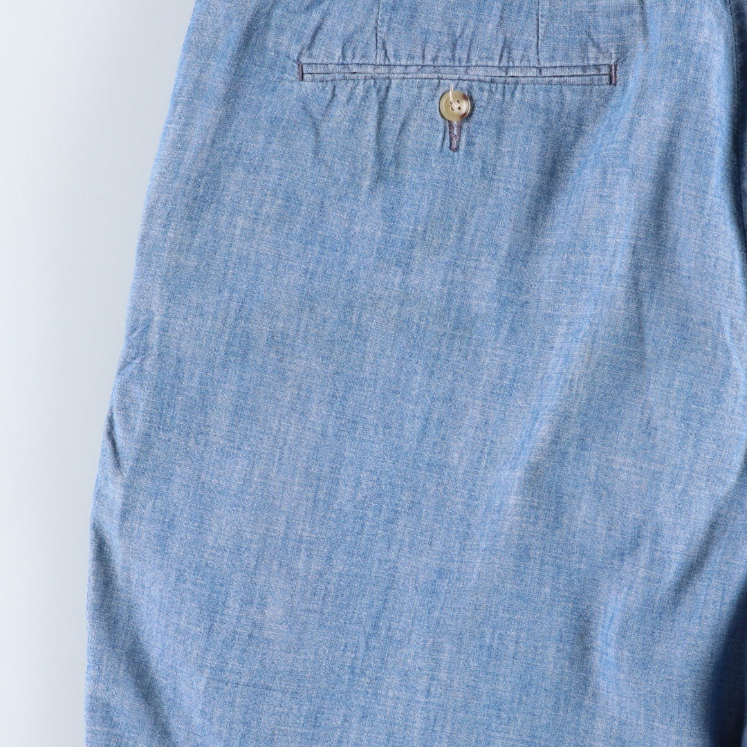 Ralph Lauren POLO RALPH LAUREN Chambray Cotton Shorts, Men's Size W37 (approx.) cotton blue type Vintage Second Hand