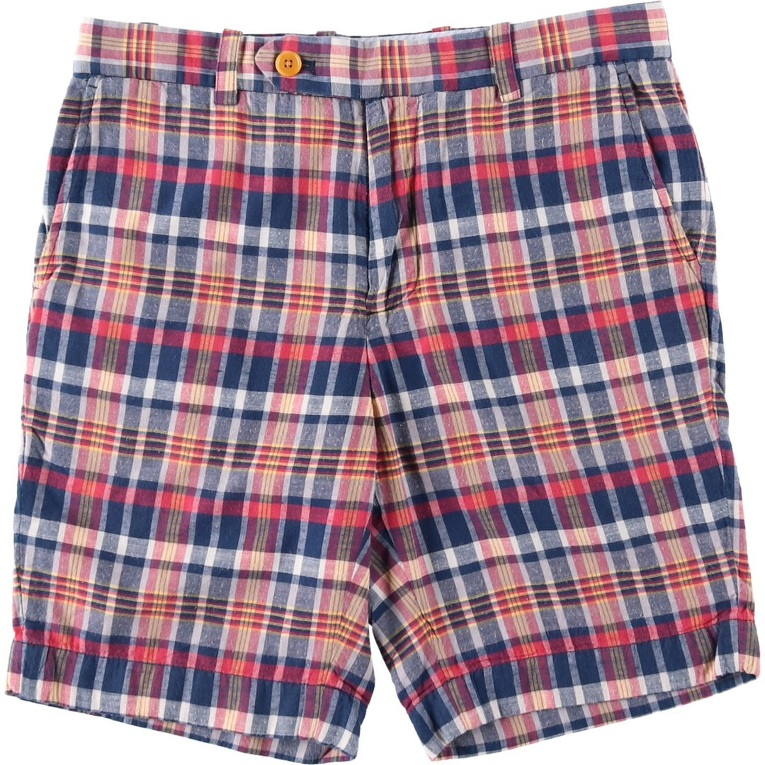Brooks Brothers BERMUDA SHORT Check Pattern Cotton Shorts (Men's W33 equivalent) cotton red type Vintage Second Hand