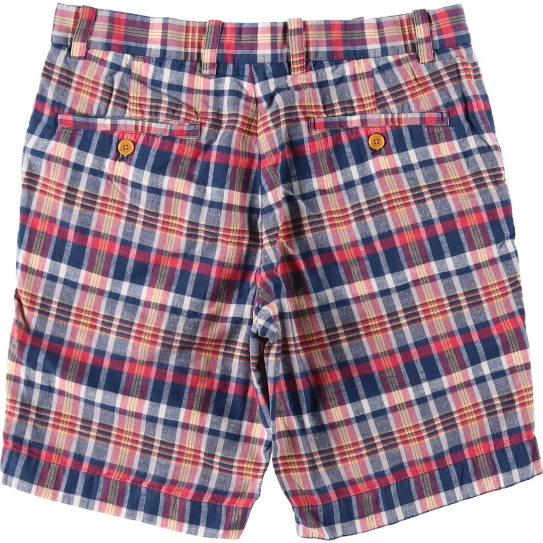 Brooks Brothers BERMUDA SHORT Check Pattern Cotton Shorts (Men's W33 equivalent) cotton red type Vintage Second Hand