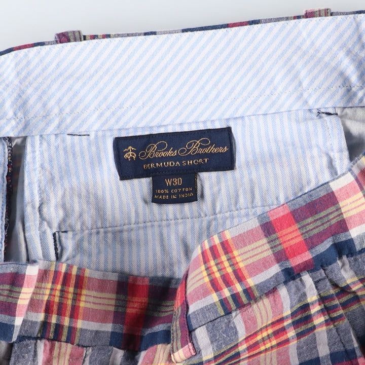 Brooks Brothers BERMUDA SHORT Check Pattern Cotton Shorts (Men's W33 equivalent) cotton red type Vintage Second Hand