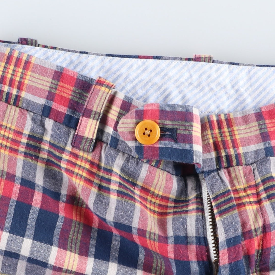 Brooks Brothers BERMUDA SHORT Check Pattern Cotton Shorts (Men's W33 equivalent) cotton red type Vintage Second Hand