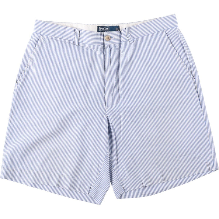 Ralph Lauren POLO by Ralph Lauren seersucker cotton shorts, men's size W34 (approx.) cotton Blue type light blue Vintage Second Hand