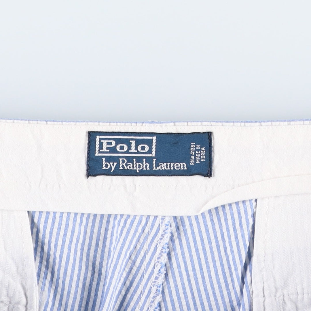 Ralph Lauren POLO by Ralph Lauren seersucker cotton shorts, men's size W34 (approx.) cotton Blue type light blue Vintage Second Hand