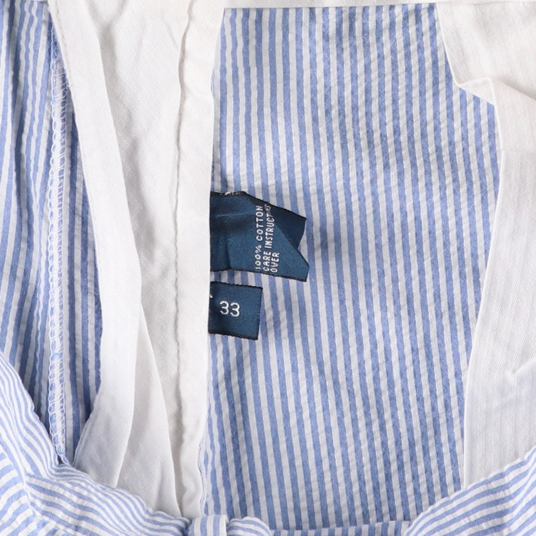 Ralph Lauren POLO by Ralph Lauren seersucker cotton shorts, men's size W34 (approx.) cotton Blue type light blue Vintage Second Hand
