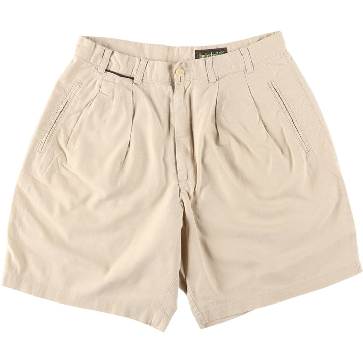 90'S Timberland WEATHERGEAR Two-Pleat Cotton x Linen Shorts, Men's Size W33 (approx.), Vintage linen unbleached Vintage Second Hand