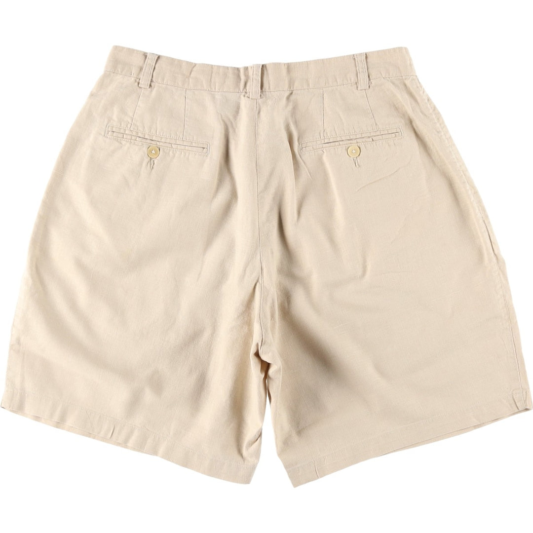 90'S Timberland WEATHERGEAR Two-Pleat Cotton x Linen Shorts, Men's Size W33 (approx.), Vintage linen unbleached Vintage Second Hand