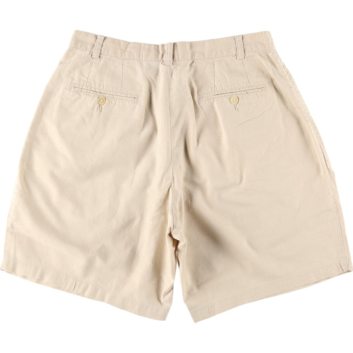90'S Timberland WEATHERGEAR Two-Pleat Cotton x Linen Shorts, Men's Size W33 (approx.), Vintage linen unbleached Vintage Second Hand