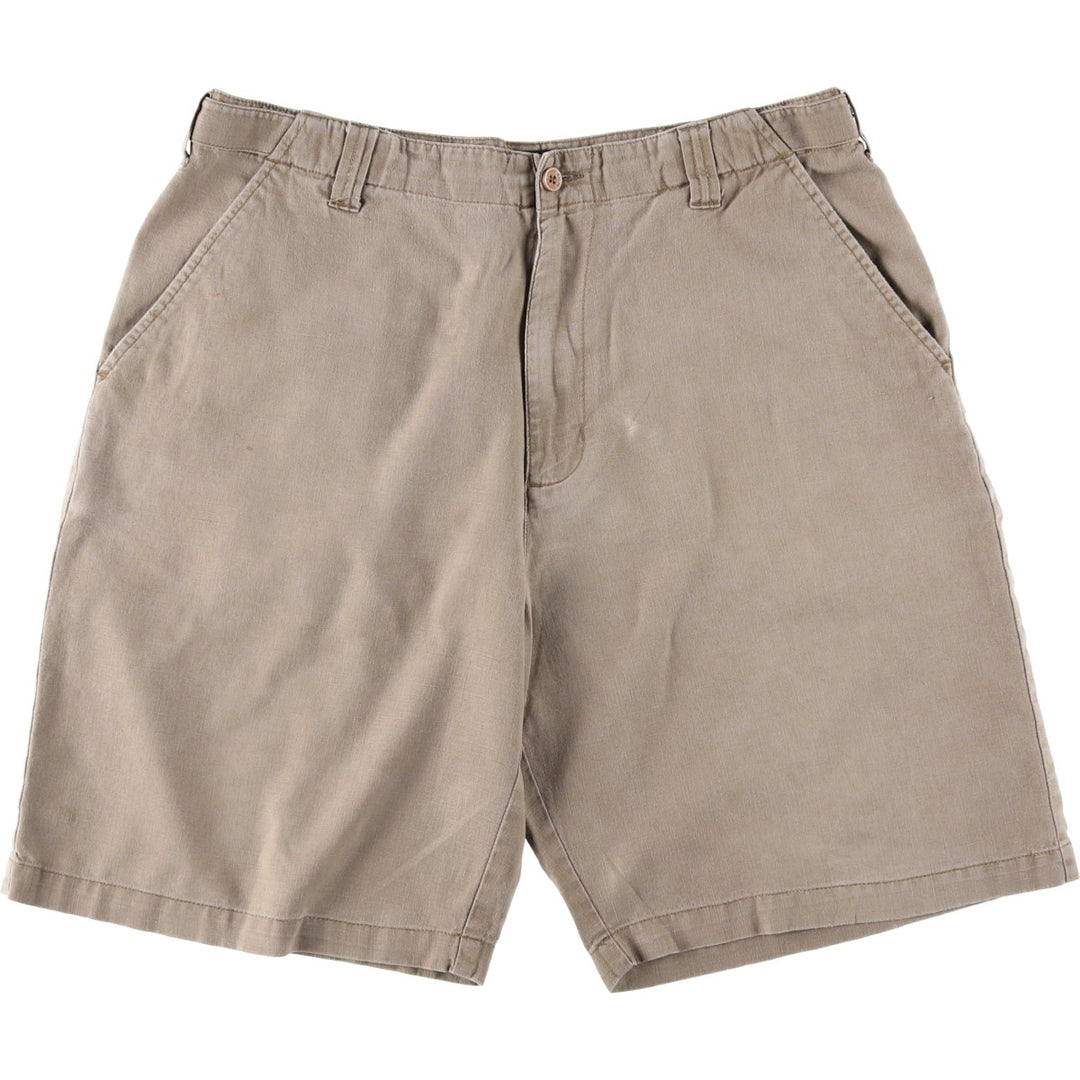 Ralph Lauren CHAPS cotton x linen shorts, men's size W35 (approx.) linen beige type brown Vintage Second Hand