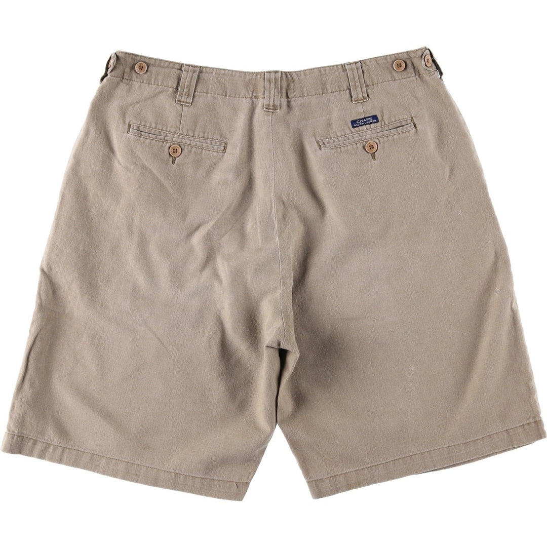 Ralph Lauren CHAPS cotton x linen shorts, men's size W35 (approx.) linen beige type brown Vintage Second Hand