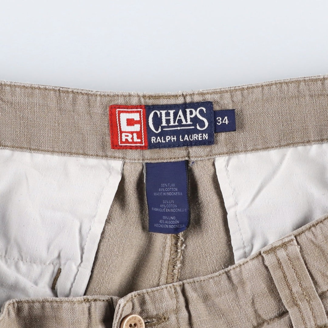 Ralph Lauren CHAPS cotton x linen shorts, men's size W35 (approx.) linen beige type brown Vintage Second Hand