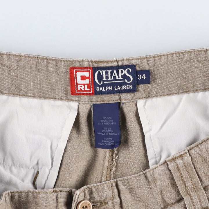 Ralph Lauren CHAPS cotton x linen shorts, men's size W35 (approx.) linen beige type brown Vintage Second Hand