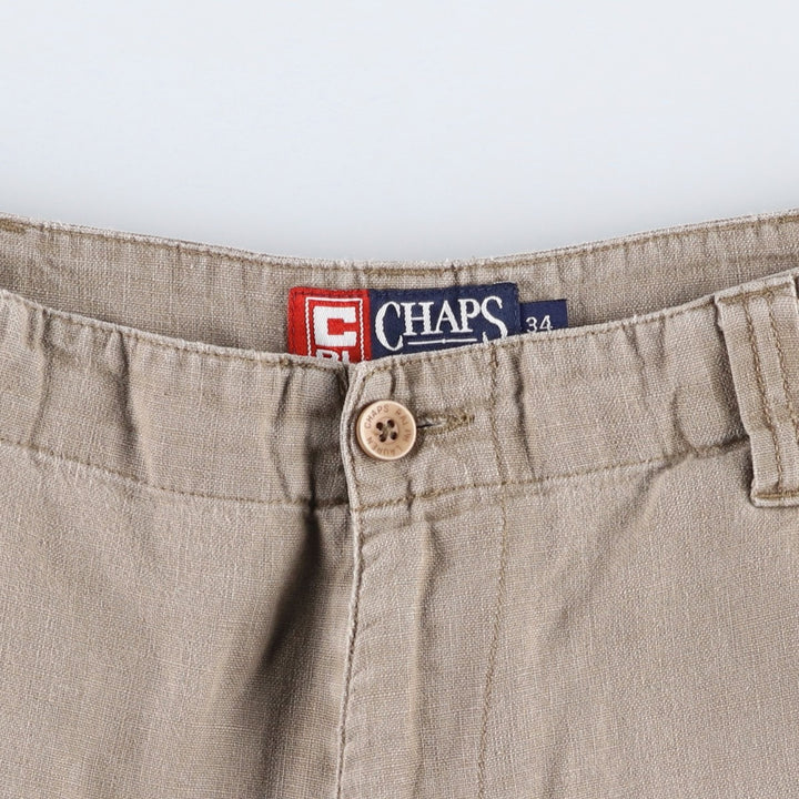 Ralph Lauren CHAPS cotton x linen shorts, men's size W35 (approx.) linen beige type brown Vintage Second Hand