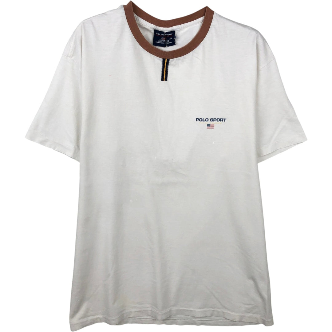 90'S Ralph Lauren POLO SPORT Short-Sleeve Logo T-Shirt, Made in USA, Men's Size M (approx.), Vintage cotton white type Vintage Second Hand