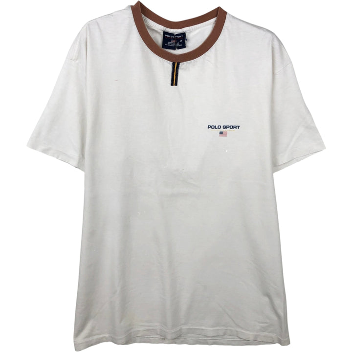 90'S Ralph Lauren POLO SPORT Short-Sleeve Logo T-Shirt, Made in USA, Men's Size M (approx.), Vintage cotton white type Vintage Second Hand