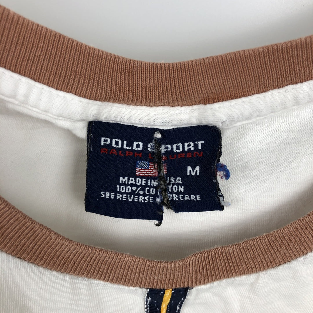 90'S Ralph Lauren POLO SPORT Short-Sleeve Logo T-Shirt, Made in USA, Men's Size M (approx.), Vintage cotton white type Vintage Second Hand