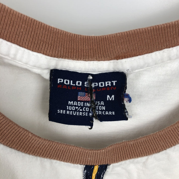 90'S Ralph Lauren POLO SPORT Short-Sleeve Logo T-Shirt, Made in USA, Men's Size M (approx.), Vintage cotton white type Vintage Second Hand